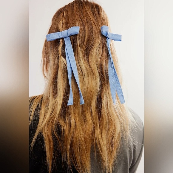 Free People Accessories - Free People Baby Blue Lovely Bow Set of 2 Hair Clip